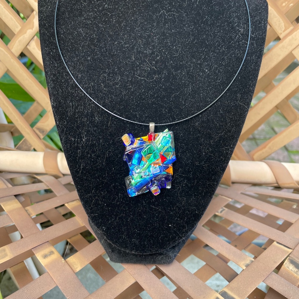 Colorful Handmade glass pieces for necklaces -Set of 7 - Picture 5 of 15